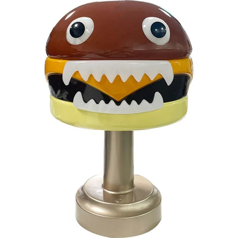 Hamburger table lamp with 3W LED, USB charging, touch switch, tri-colour dimming, 17.5cm diameter and 29cm height