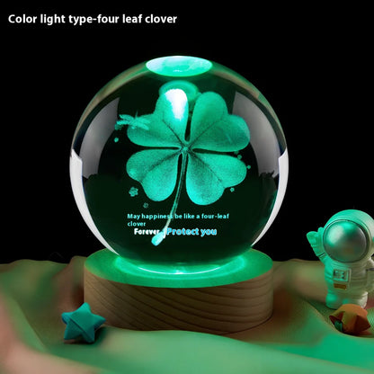 Moon small night lamp with crystal ball and USB base in celestial design theme