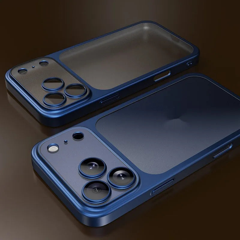 Frosted electroplating PC phone case for iPhone 17 series in all-inclusive design showing drop resistance