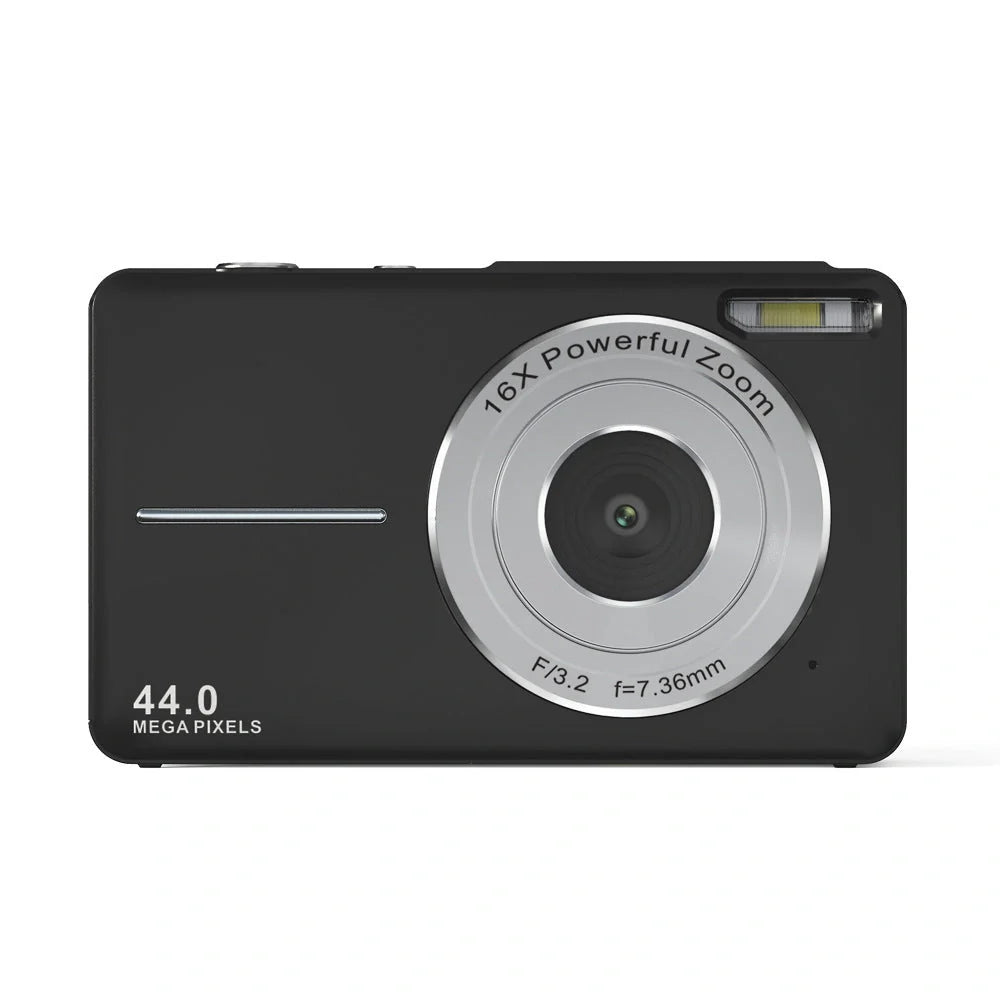 Children's mini digital camera in black, pink, and green with HD video and photo capabilities