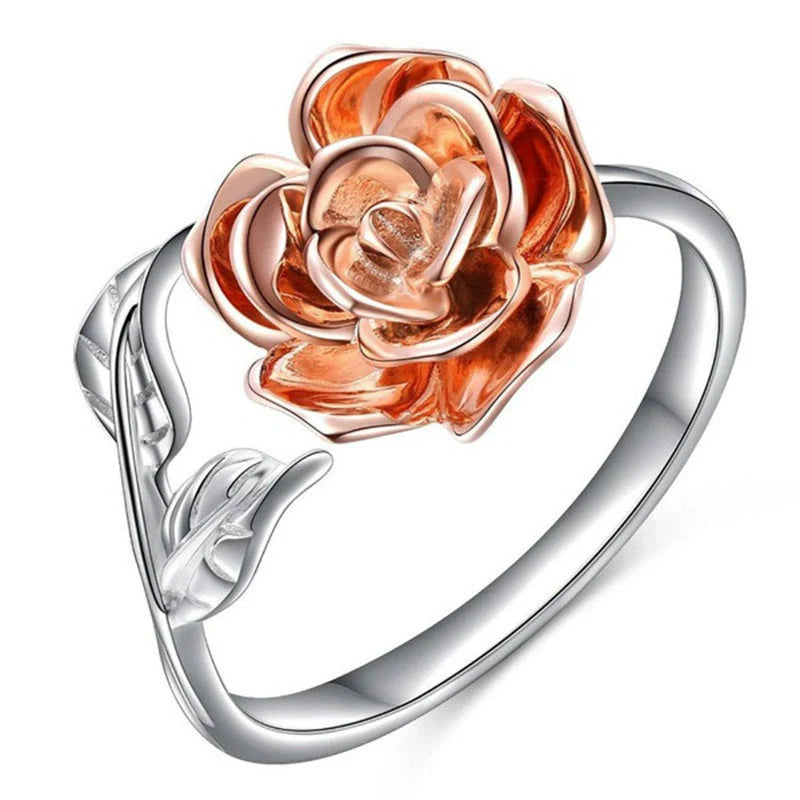 Elegant Rose Adjustable Ring with sparkling zircon stones, perfect for any occasion.
