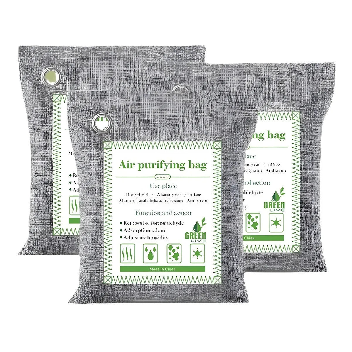 Bamboo charcoal activated carbon air purification bags in sewable style.