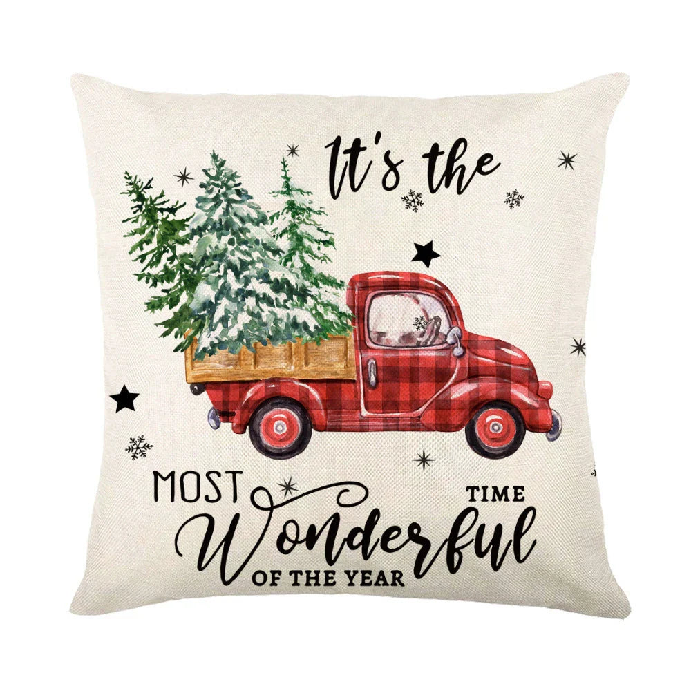 Festive throw pillow covers with various snowflake designs for Christmas home decor