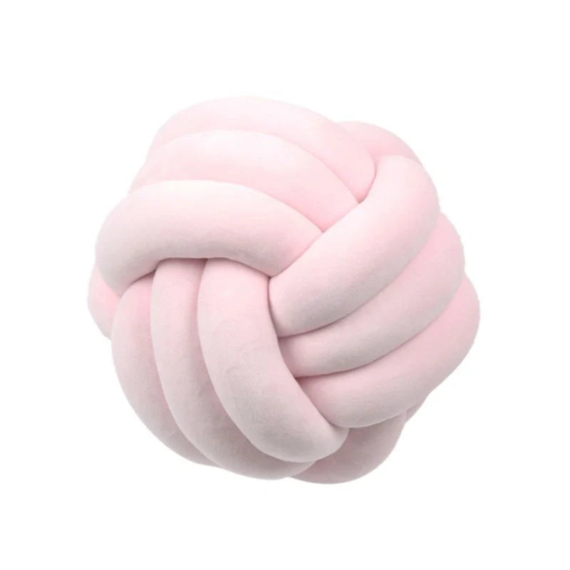 Knotted Plush Ball Design Round Throw Pillow in various colors and sizes