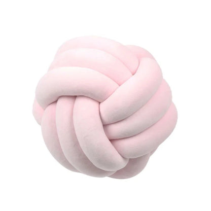 Knotted Plush Ball Design Round Throw Pillow in various colors and sizes