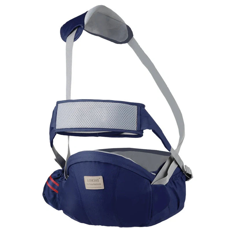 Baby sling waist seat carrier showing 15mm cushion and 25mm waist pad with anti-sliding design