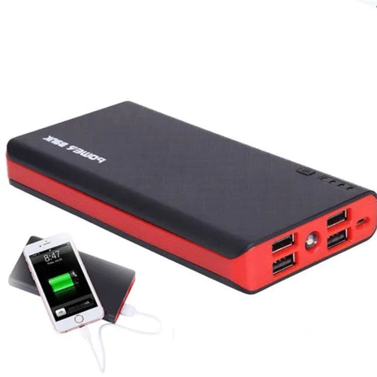 20000mAh fast charging power bank in blue colour showing dimensions 145mm by 68mm by 22mm