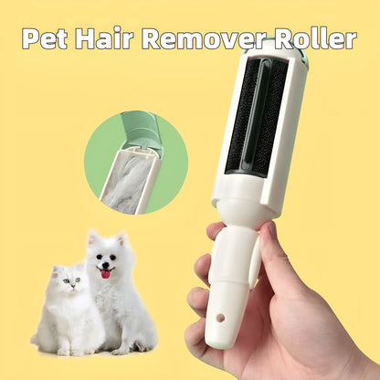 Reusable pet hair remover roller with nylon brush and non-slip BPA-free plastic handle in red and black colours.