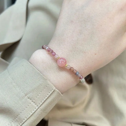 Women's geometric alloy bracelet with crystal charms in fresh sweet style