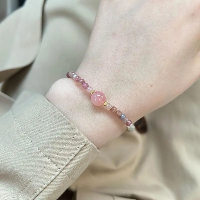 Alloy women's bracelet featuring a range of crystal charms including ball powder, like a fish in water, and mermaid designs for fresh and sweet geometric style jewellery.