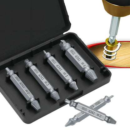 6-piece slip-tooth head screw remover set crafted from 4341 high-speed steel for removing stubborn screws