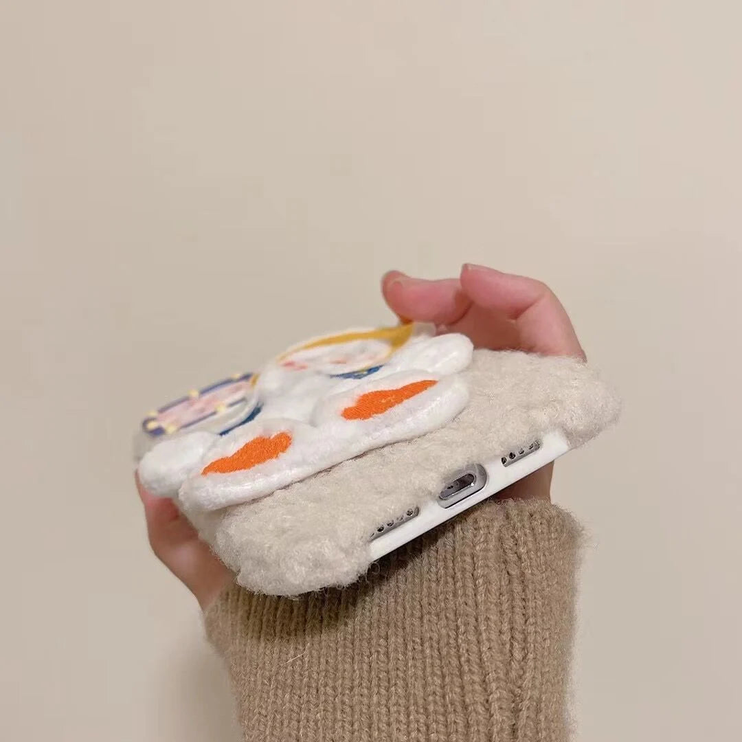 Cartoon Cute Question Mark Duck Plush Phone Case for iPhone