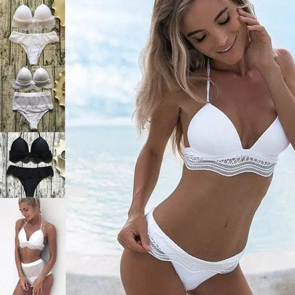 Miller Swimsuit in white and black options, showcasing high and low waist designs for beach and pool