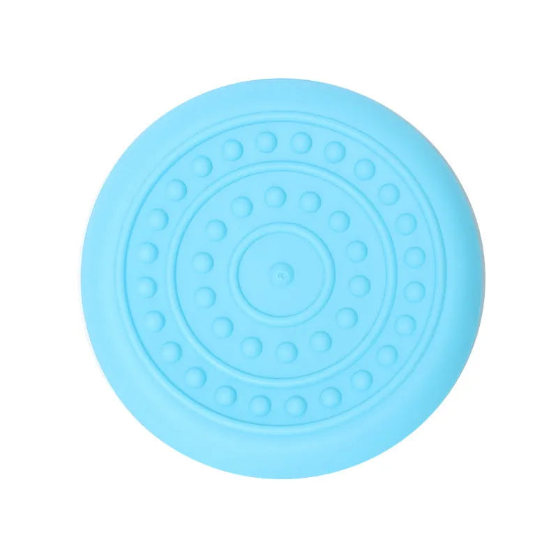 Rubber dog frisbee plastic pet toy in small and large sizes with multiple colour options