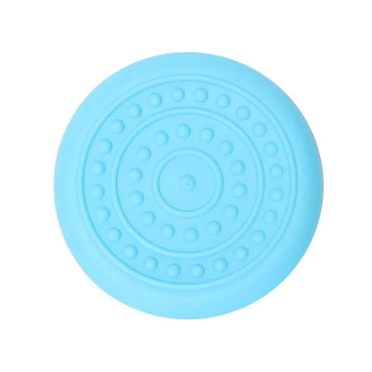 Rubber dog frisbee plastic pet toy in small and large sizes with multiple colour options