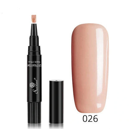 3-in-1 Gel Nail Varnish Pen with Glitter for One-Step Nail Art