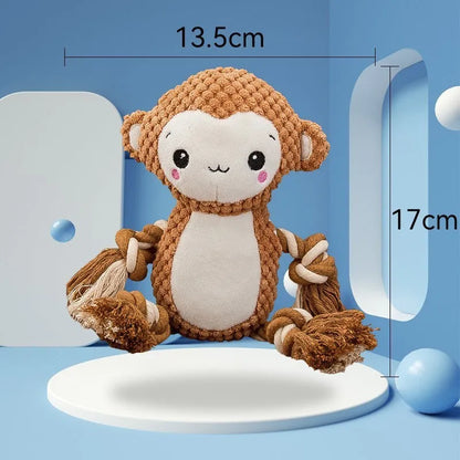 Plush squeaky dog toys bundle with lion and monkey designs, stuffing-free for medium large dogs
