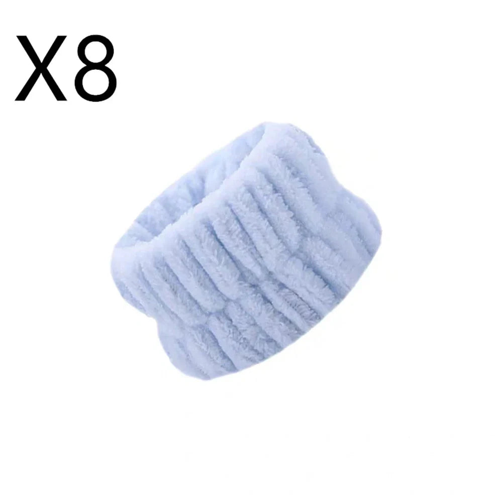 Coral velvet wrist washband with elastic band for facial cleansing, grey colour option shown