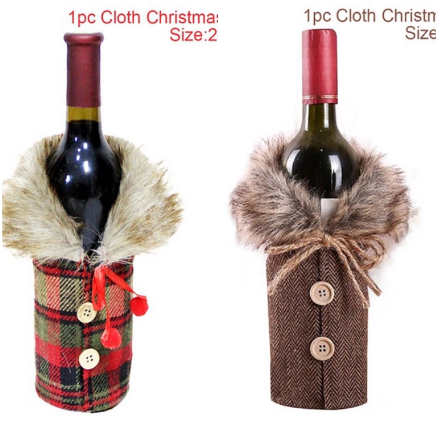 Festive Christmas wine bottle socks in vibrant colors, perfect for holiday decor