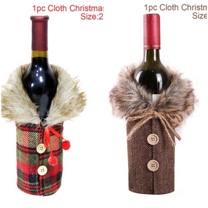 Festive Christmas wine bottle socks in vibrant colors, perfect for holiday decor