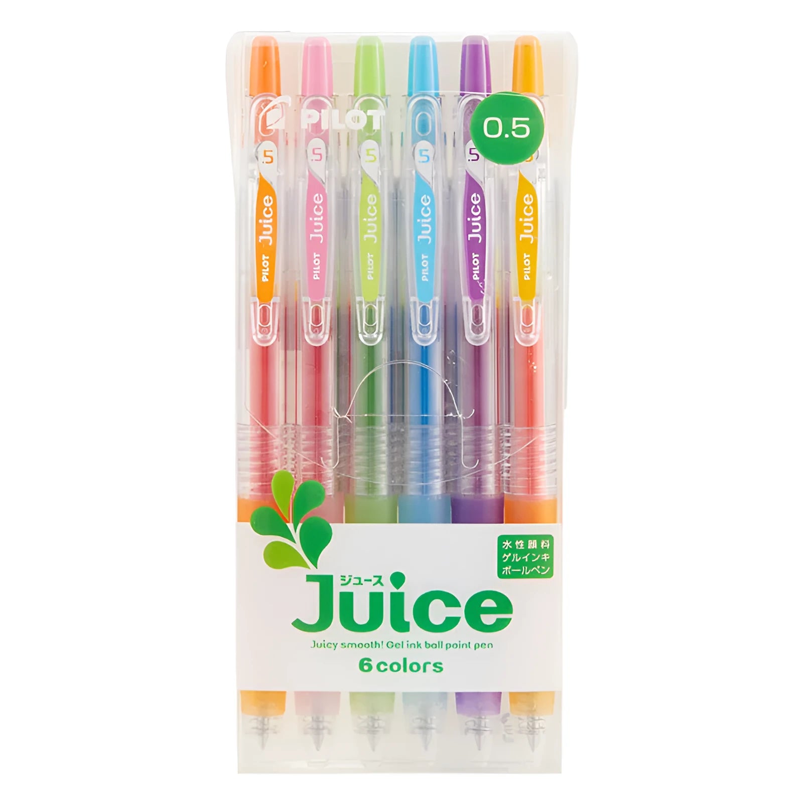 Baiguole 0.5mm gel pen showing examples from its metallic, fluorescent, and tender colour collections.