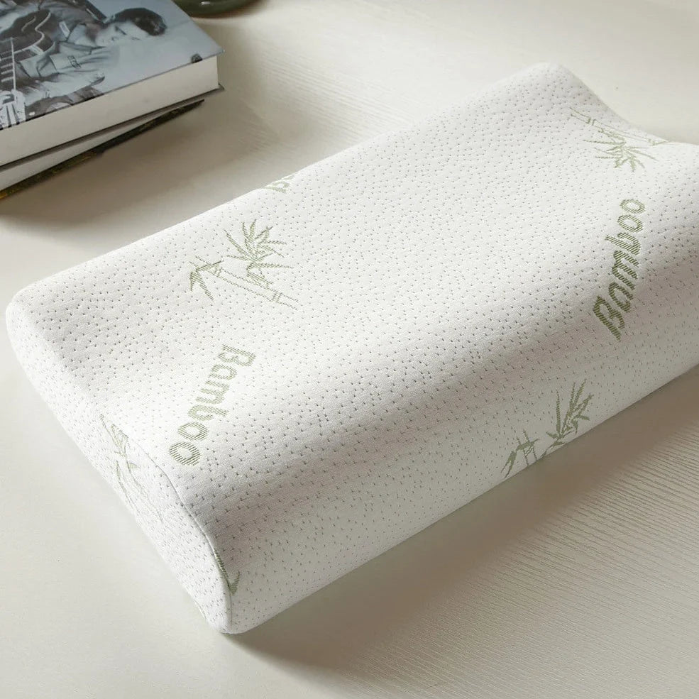 Bamboo fibre cervical pillow with slow rebound memory cotton in four size options for neck support