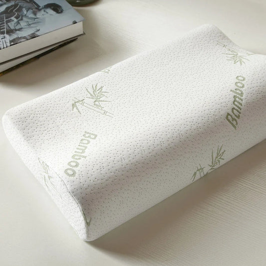 Bamboo fibre cervical pillow with slow rebound memory cotton in four size options for neck support