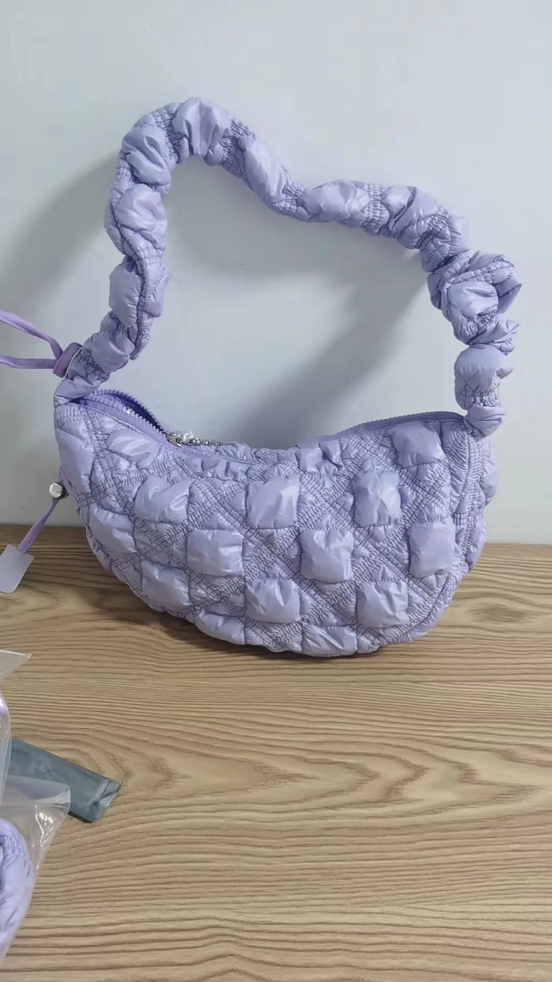Women's Cloud Underarm Bag in nylon with 35cm width, 20cm height, and 120cm strap in a solid colour option