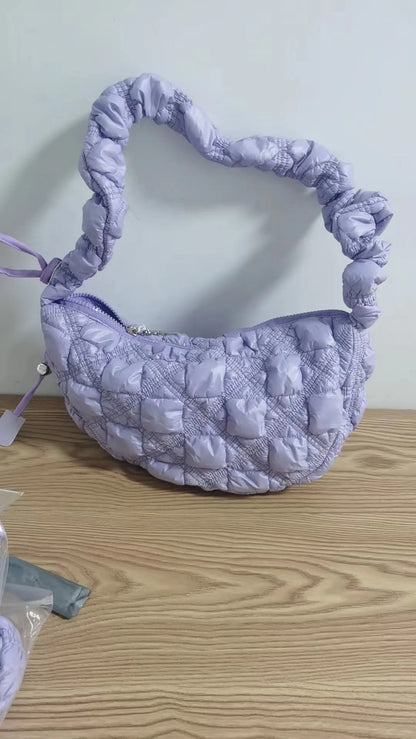 Women's Cloud Underarm Bag in nylon with 35cm width, 20cm height, and 120cm strap in a solid colour option