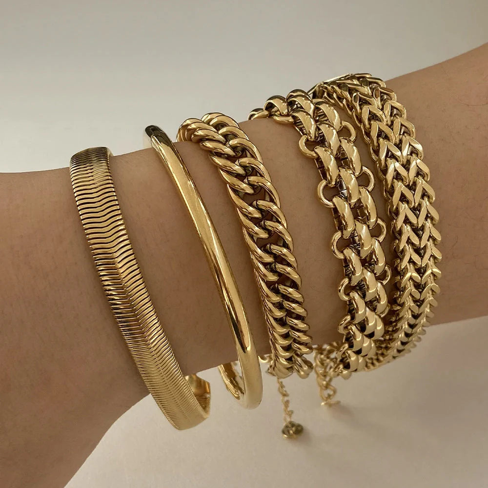 Elegant stainless steel electroplated women's bracelet with a simple design