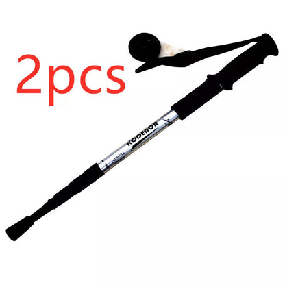 Ultra-light adjustable trekking poles in black, red, silver, and blue