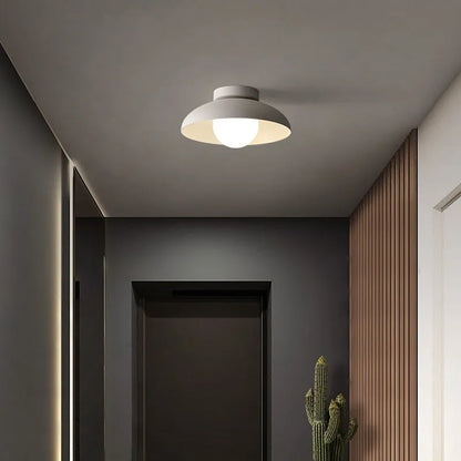 Nordic minimalist ceiling lamp in moon white or obsidian black with LED lighting options