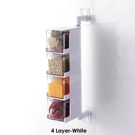 Seasoning box in white, beige, or gray with ABS and stainless steel construction