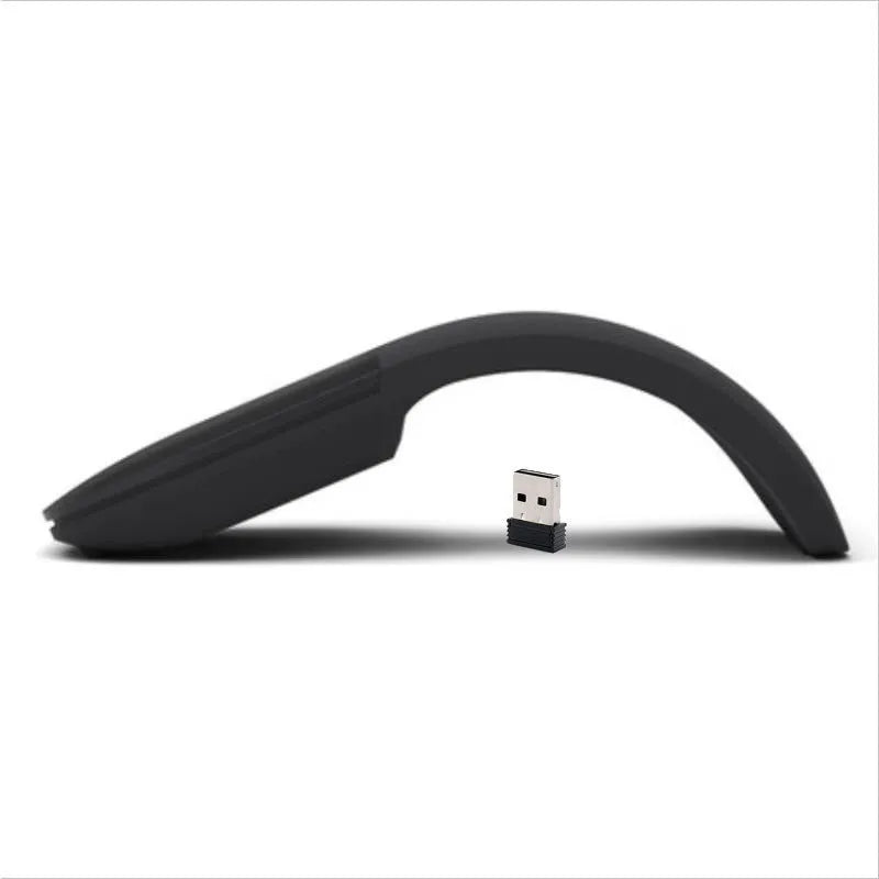 Black folding touch wireless mouse shown in open position with Bluetooth 4.0 logo
