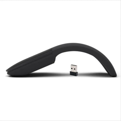 Black folding touch wireless mouse shown in open position with Bluetooth 4.0 logo