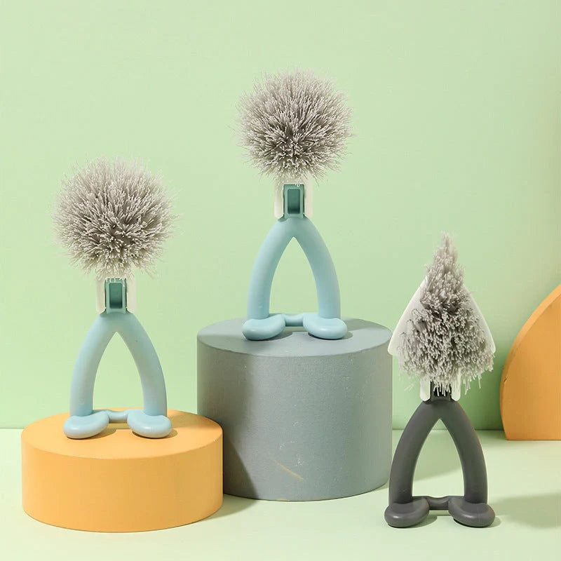Vertical pot brush with durable bristles for non-stick cookware, available in black and white