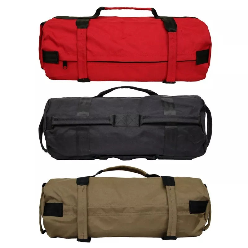 Adjustable weightlifting sandbag with 6 handles for multi-angle fitness