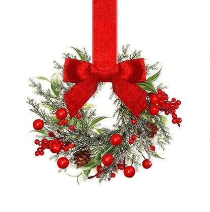 Handmade plastic Christmas garland with bowknot ribbon design, available in seven colour and motif options