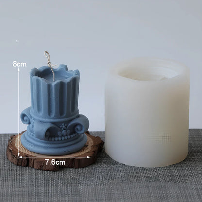 Roman column D candle mould showing 7.6cm by 8cm dimensions for DIY scented candles