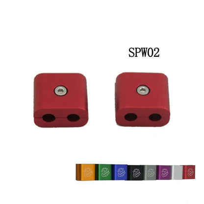 Three-piece metal car fastening clamp shown in six colour options: red, blue, silver, black, purple, gold.