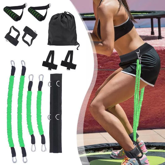 Drawstring elastic resistance band set in multiple colors for fitness training