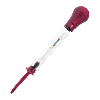 Glass electrohydraulic hydrometer for car battery acid testing, 330mm long.