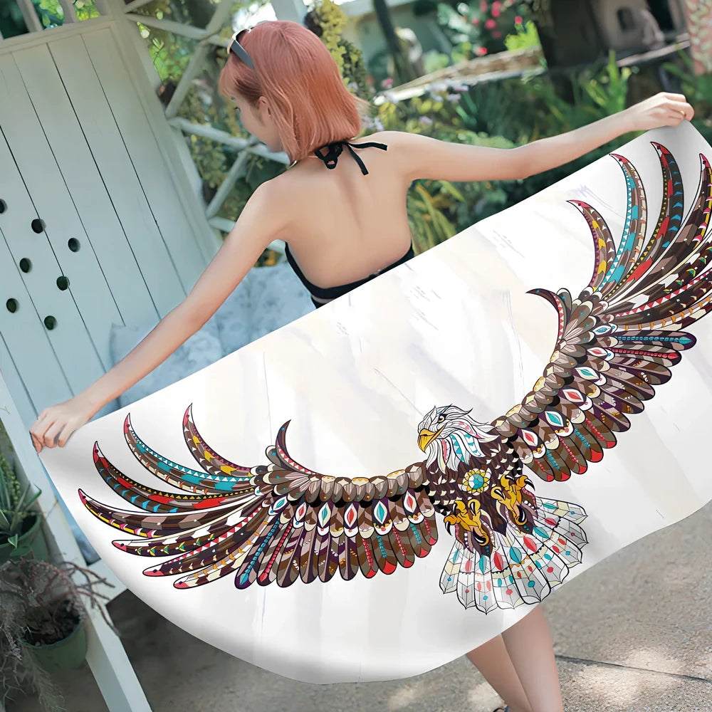 Rectangular microfibre beach towel 150x180cm in digital print, quick-drying 205gsm fabric for seaside and swimming