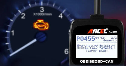 Black universal OBD2 auto scanner code reader with LCD display for car engine diagnostics