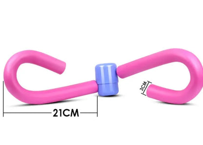 Pink PVC leg exercise clip with foam padding and steel spring for gym and home workouts