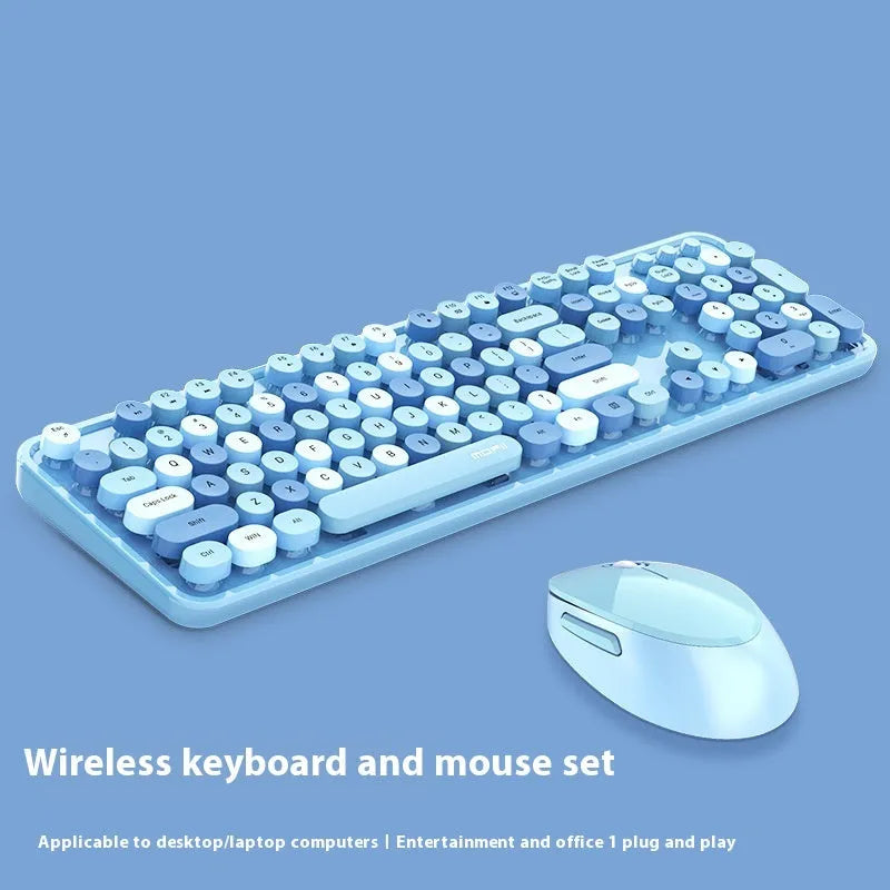 Purple mixed colour wireless keyboard and mouse set with USB receiver for computers