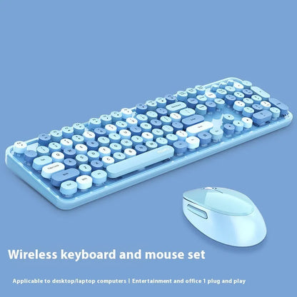 Purple mixed colour wireless keyboard and mouse set with USB receiver for computers