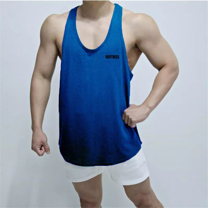 Men's basketball sleeveless t-shirt in quick-dry polyester fabric, available in seven colors