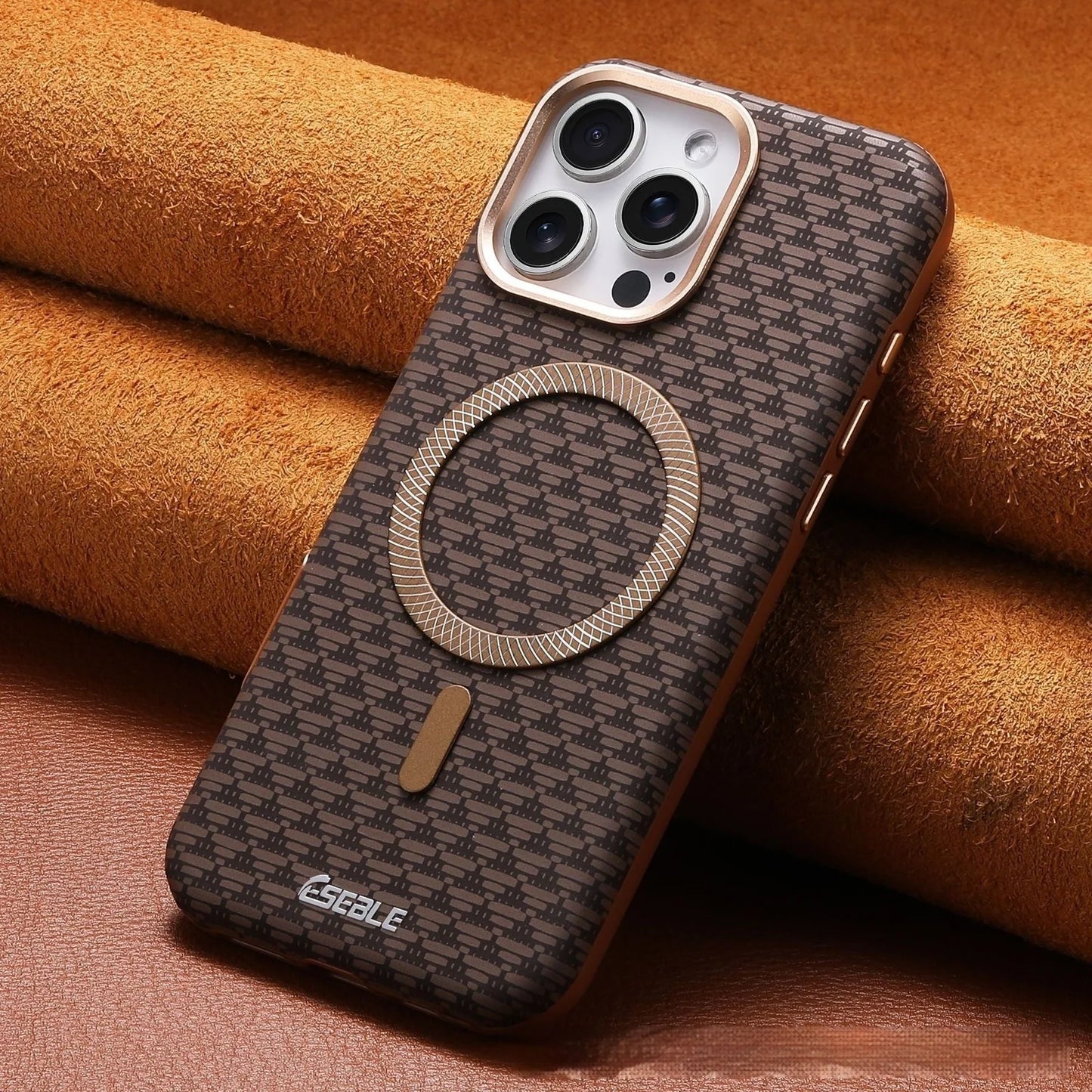 Triangle shield magnetic suction phone case in black with shockproof protection for iPhone