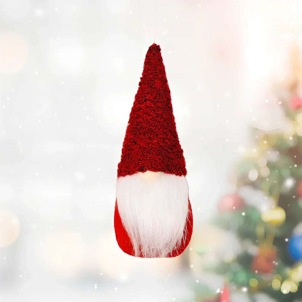 Christmas knitted small pendant decoration in red with 8cm diameter non-woven fabric construction